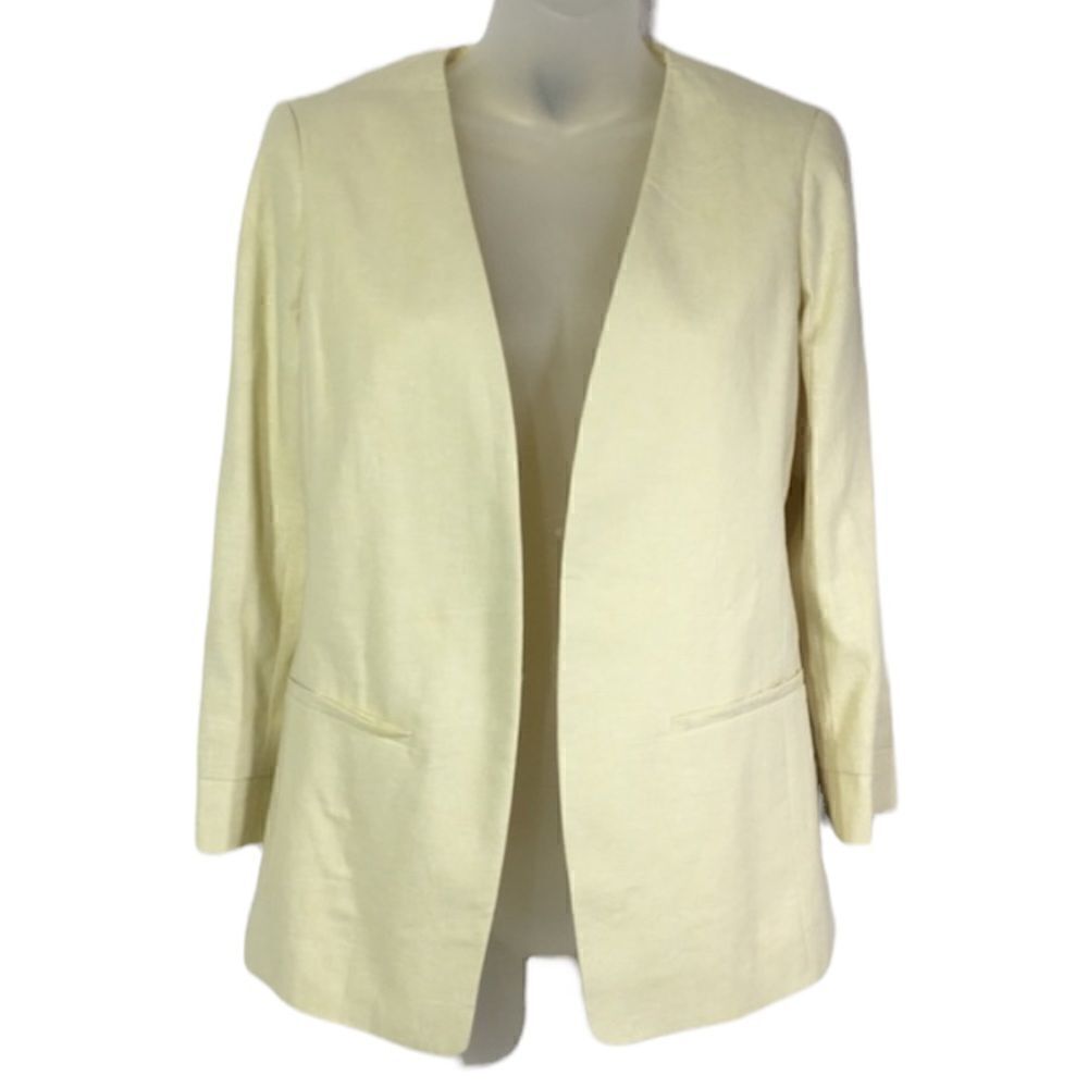 NEW Ann Taylor linen open front natural cream ivory blazer coat jacket NWT 00
